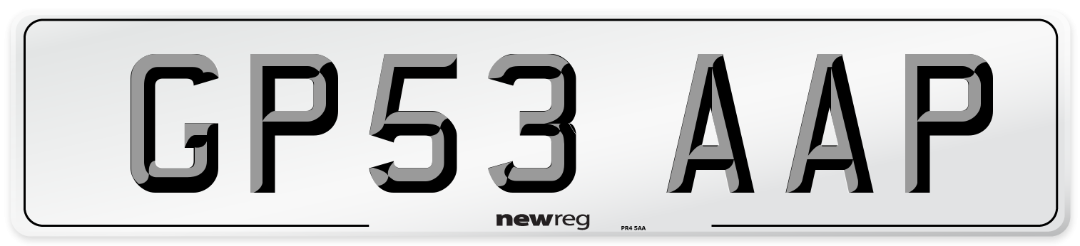 GP53 AAP Number Plate from New Reg